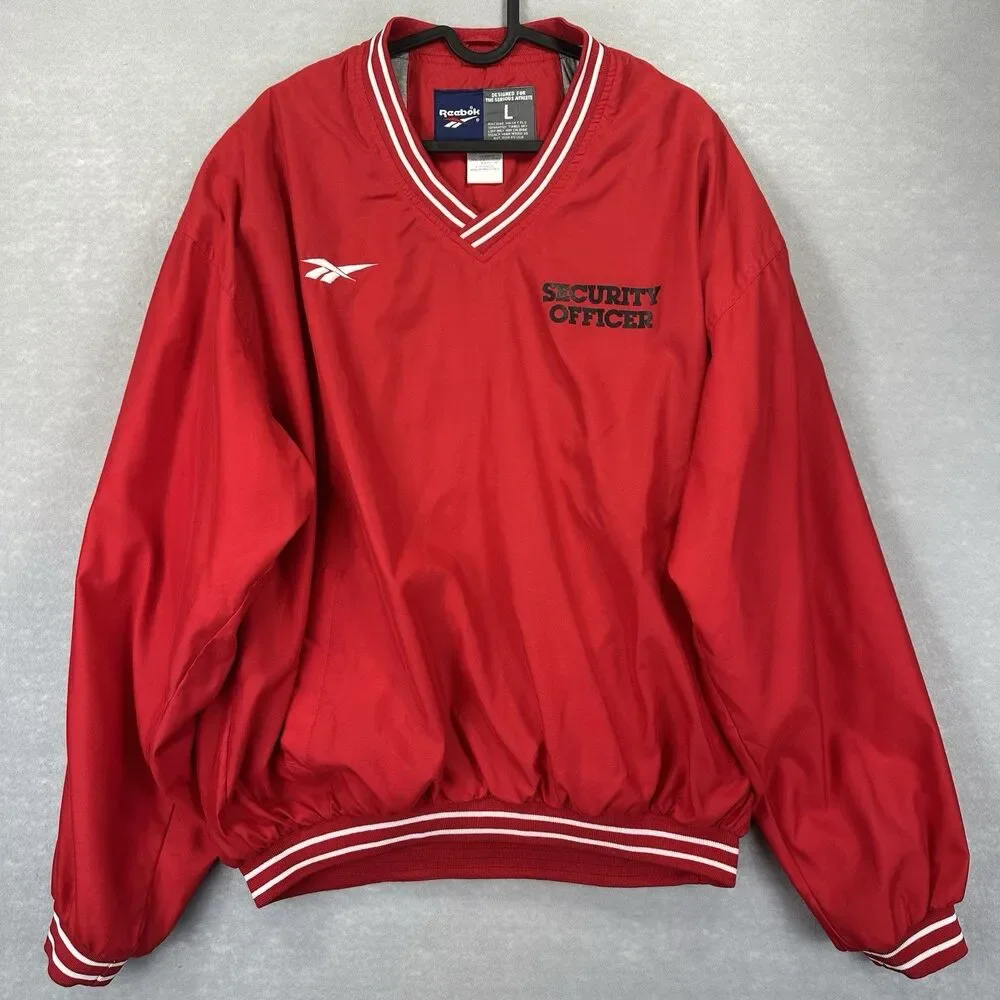 Reebok Men’s Large Vintage Pullover Windbreaker Double Sided‎ Security Jacket